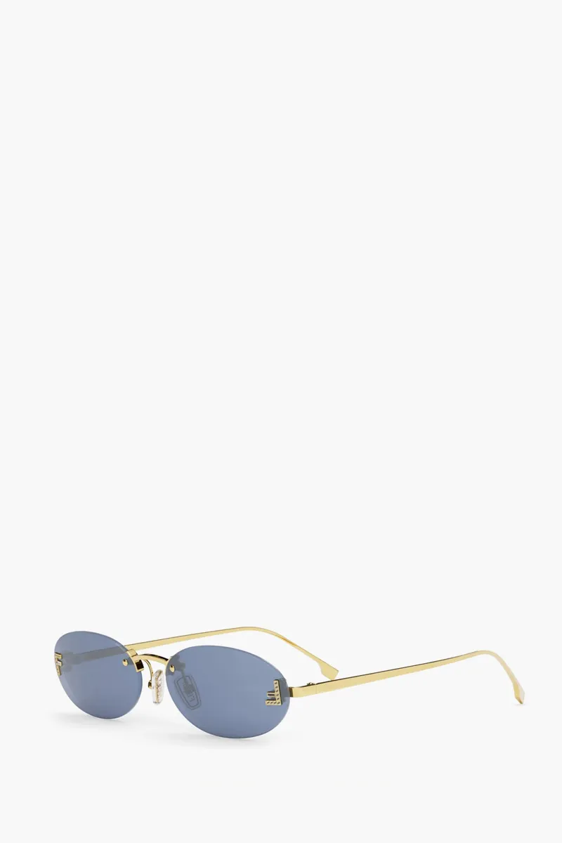 FENDI First Crystal Sunglasses in Gold/Blue Metal 1