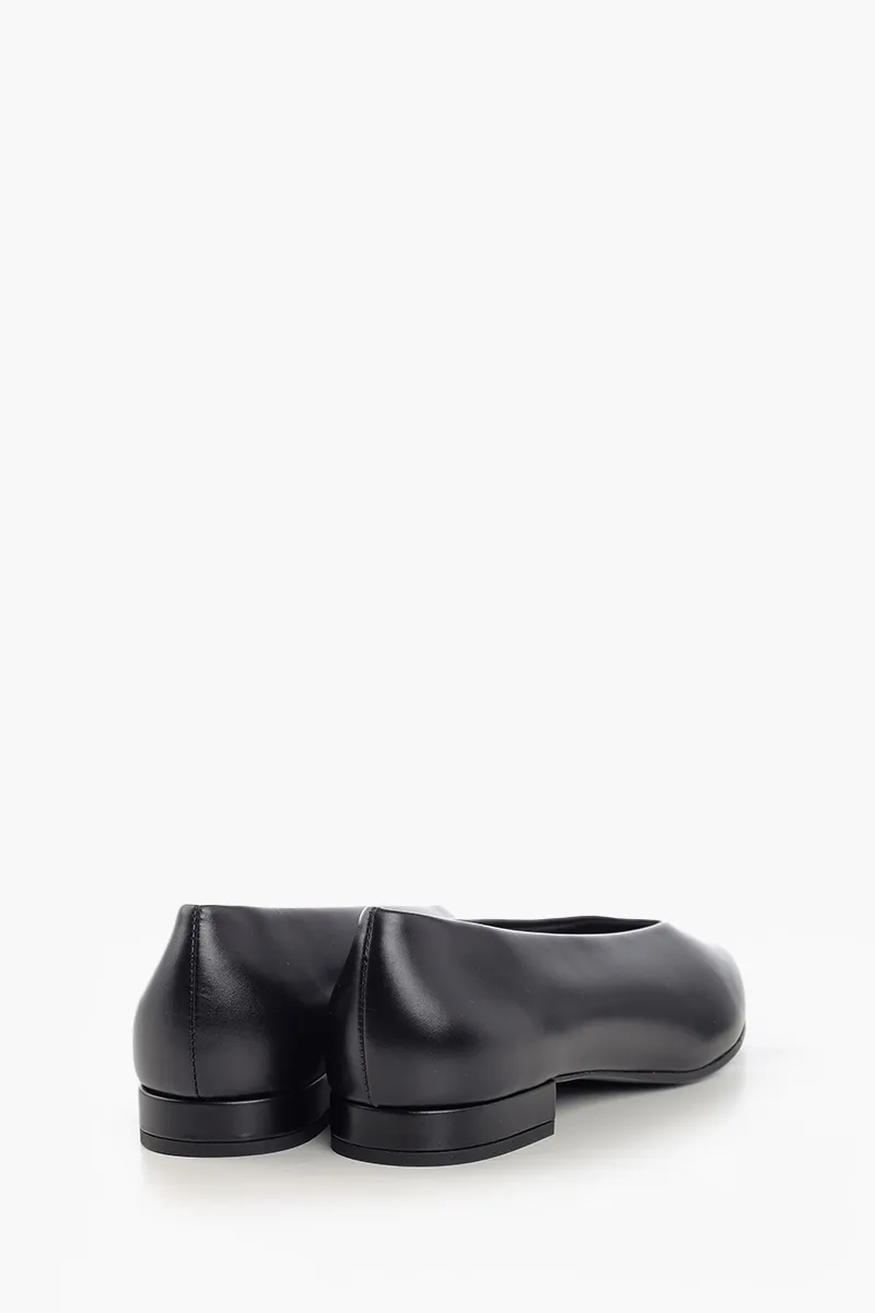 LORO PIANA Rebecca Ballerina 2cm in Black Calfskin 1