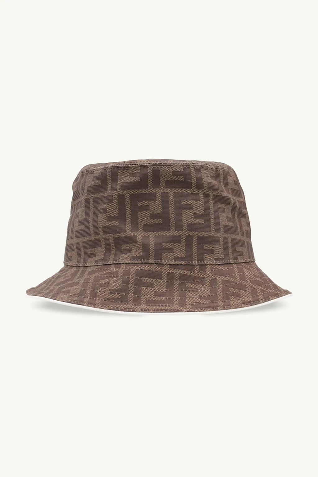 FENDI Women FF Logo All Over Bucket Hat in Brown 0