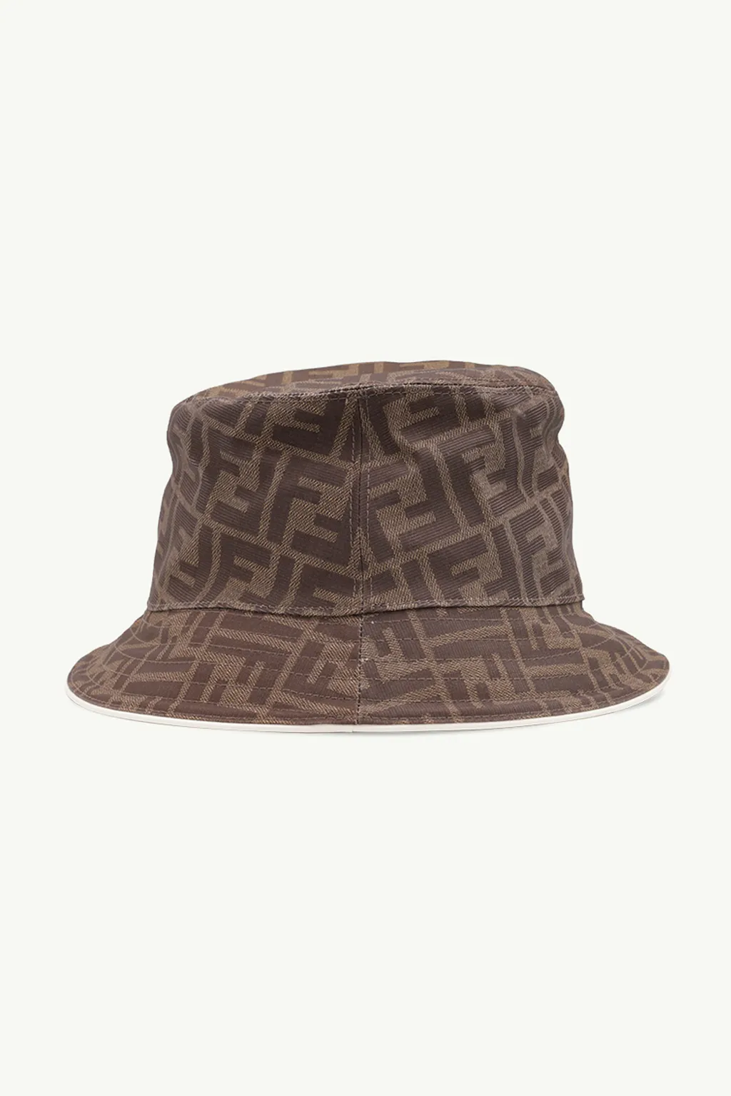 FENDI Women FF Logo All Over Bucket Hat in Brown 1