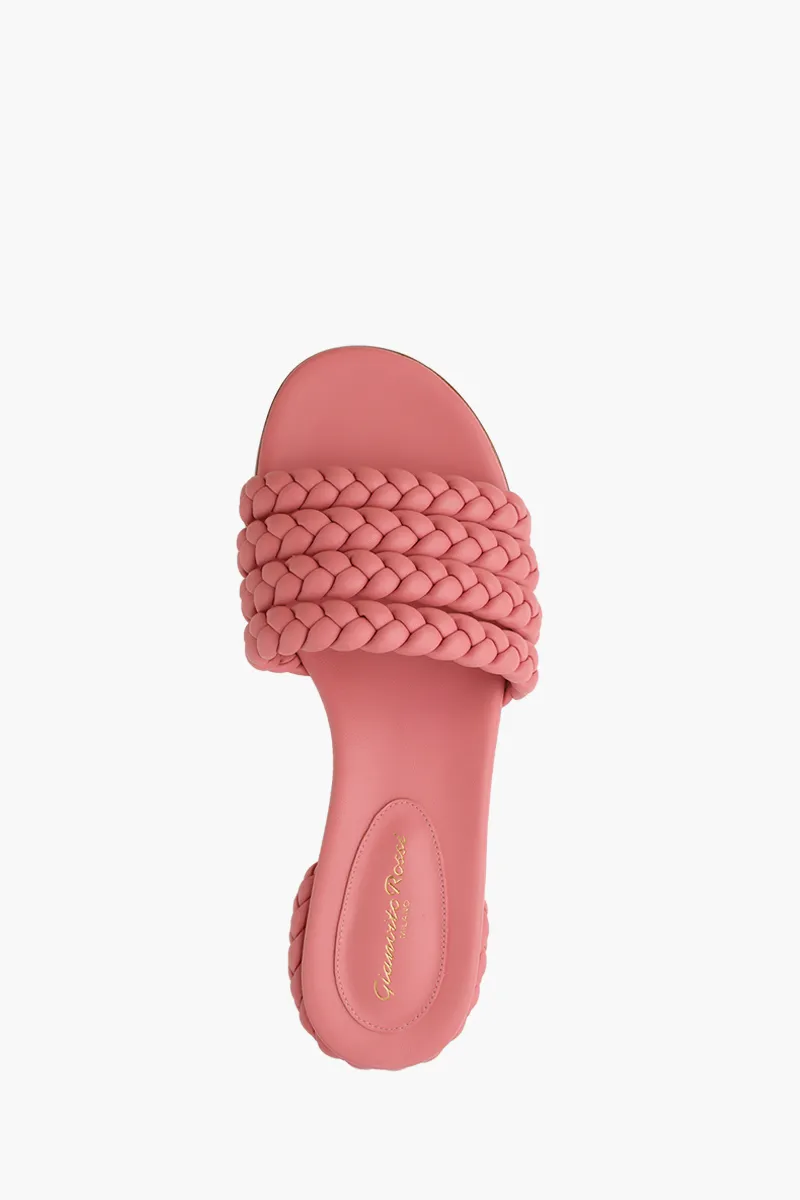 GIANVITO ROSSI Ischia Mules 20mm in Pink Braided Nappa Leather 3