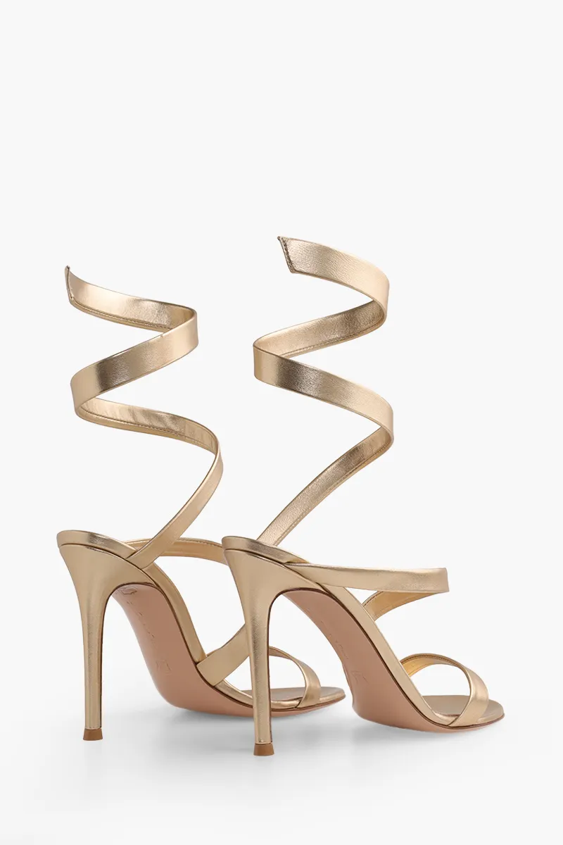 GIANVITO ROSSI Opera Sandals 105mm in Gold Nappa Leather 2
