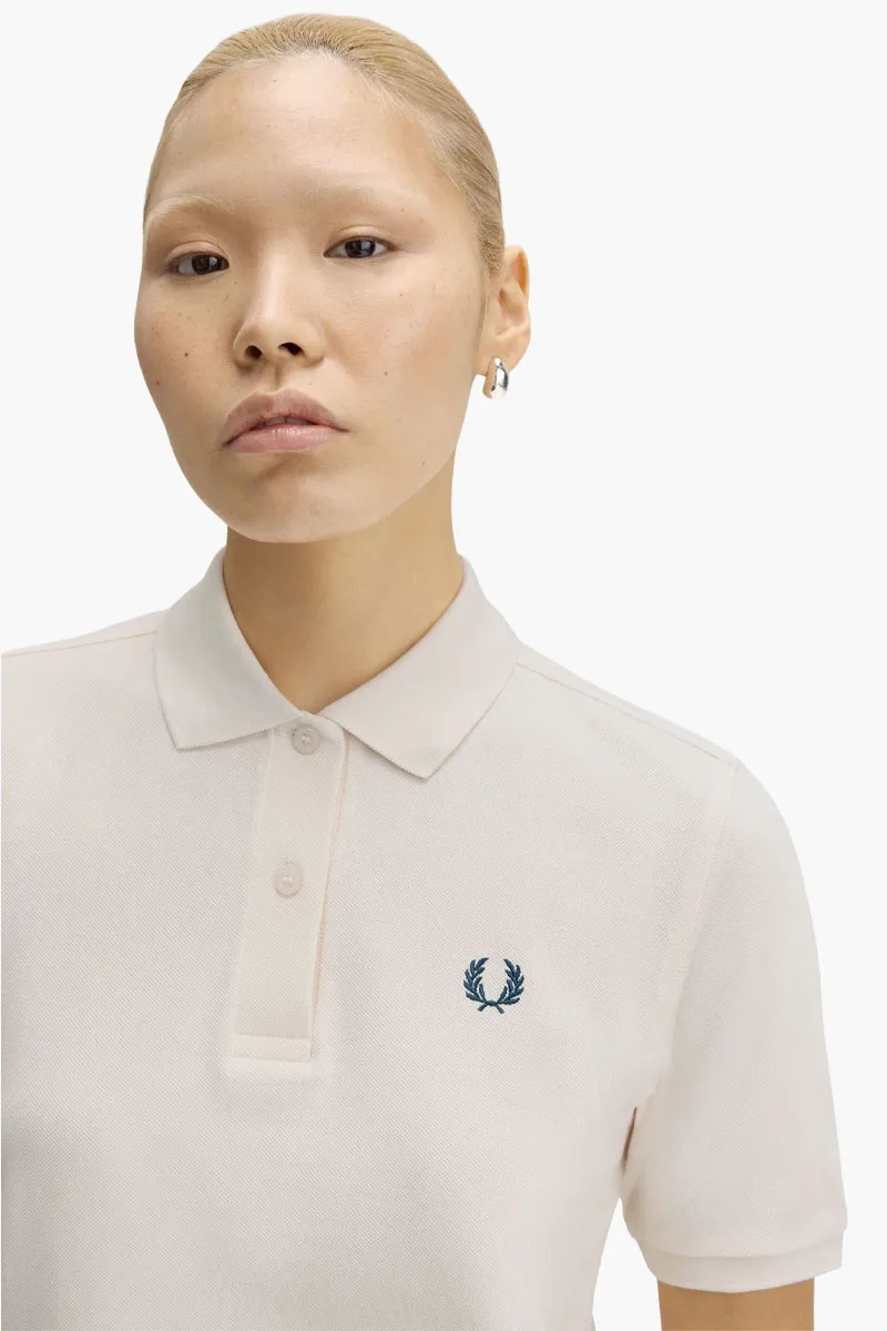 FRED PERRY Women Tennis Polo Shirt in Silky Peach/Dark Petrol Cotton 3