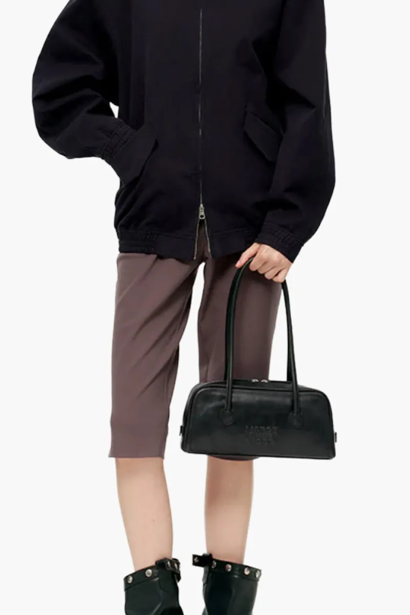 MARGESHERWOOD Soft Boston EW Bag in Black Vegetable Tanned Pull-Up Cow Leather 3