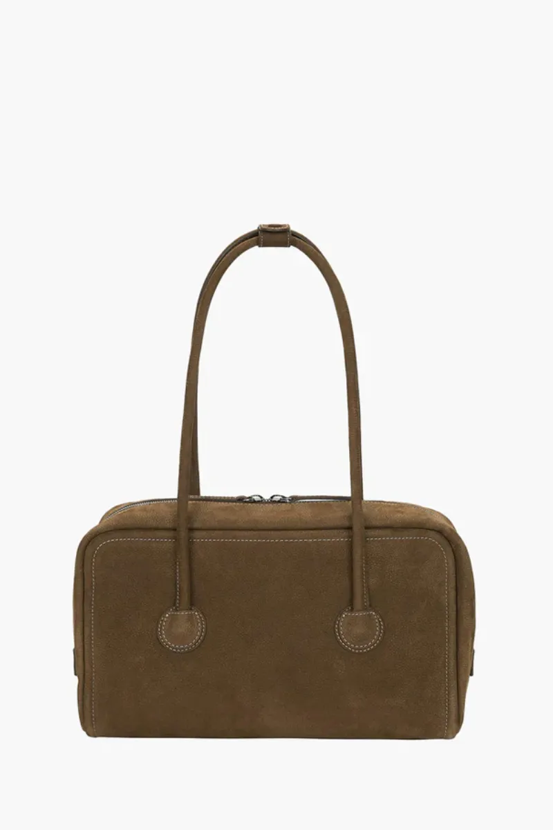 MARGESHERWOOD Medium Soft Boston Bag in Chestnut Nubuck Shrunken Grain Cow Leather 1