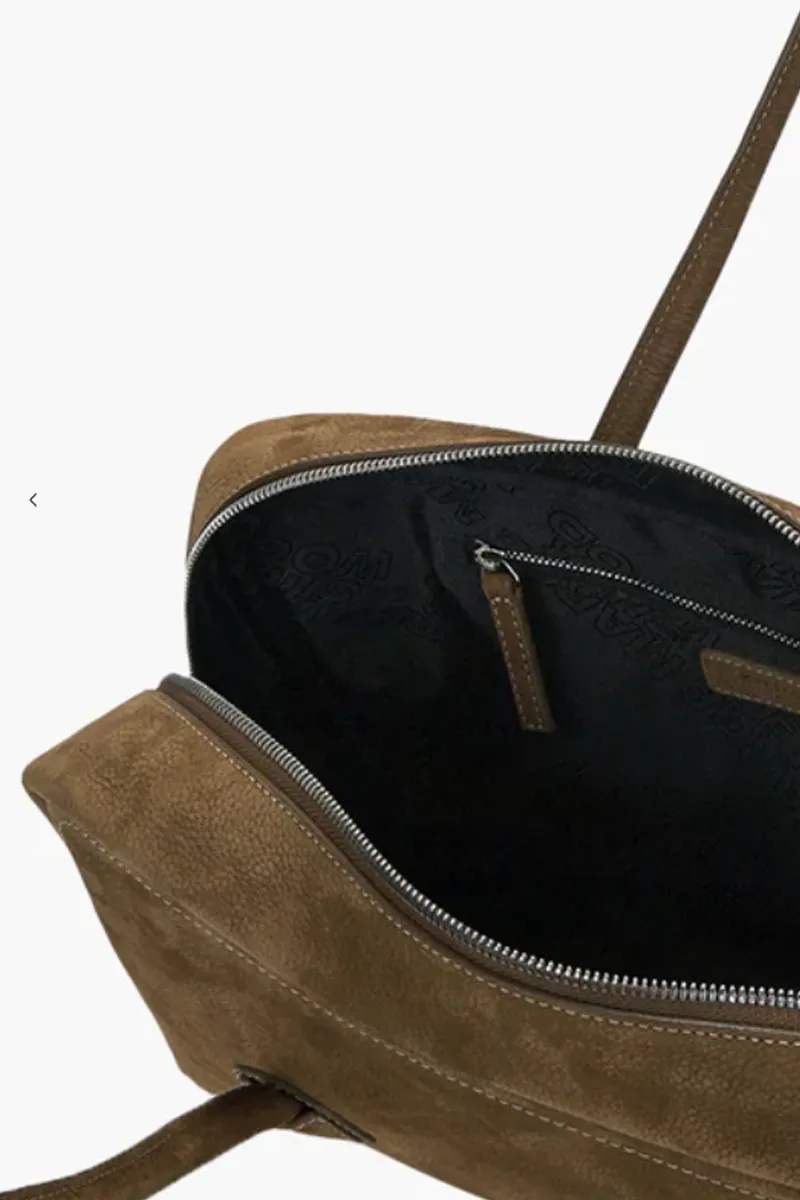 MARGESHERWOOD Medium Soft Boston Bag in Chestnut Nubuck Shrunken Grain Cow Leather 2
