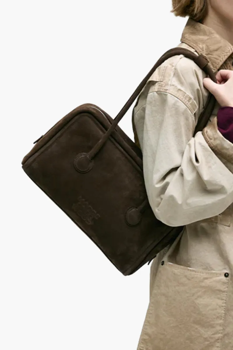 MARGESHERWOOD Medium Soft Boston Bag in Hush Nubuck Shrunken Grain Cow Leather 2