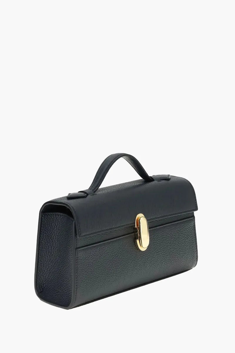 SAVETTE Symmetry Pochette Handbag in Navy Grained Calf Leather 1