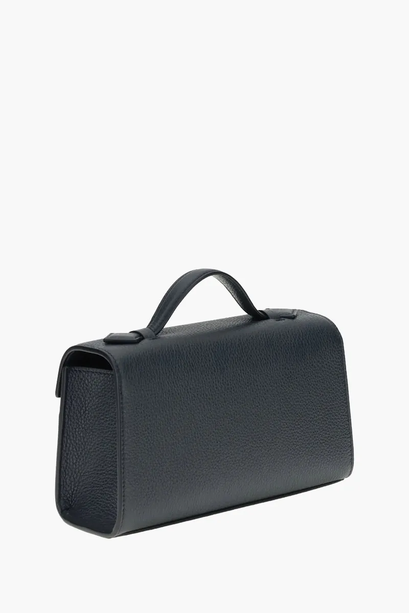 SAVETTE Symmetry Pochette Handbag in Navy Grained Calf Leather 2