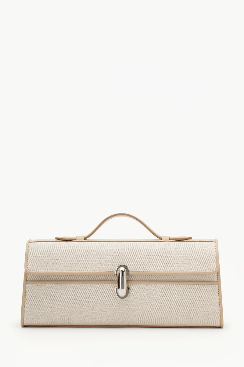 SAVETTE Slim Symmetry Handbag in Bone Canvas and Calf Leather 0
