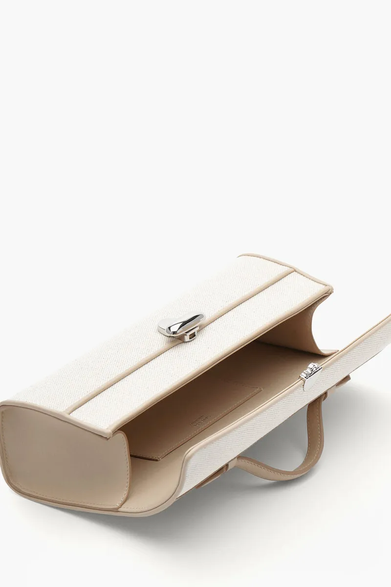 SAVETTE Slim Symmetry Handbag in Bone Canvas and Calf Leather 2