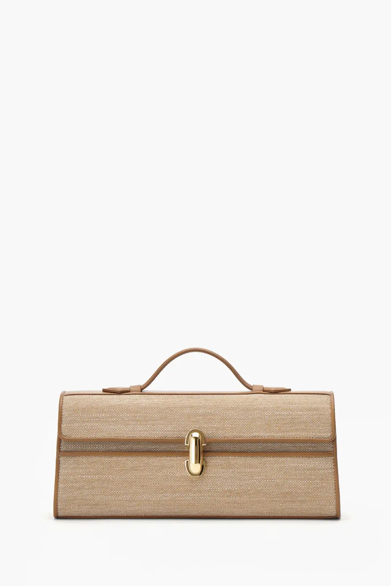 SAVETTE Slim Symmetry Handbag in Saddle Canvas and Calf Leather 0