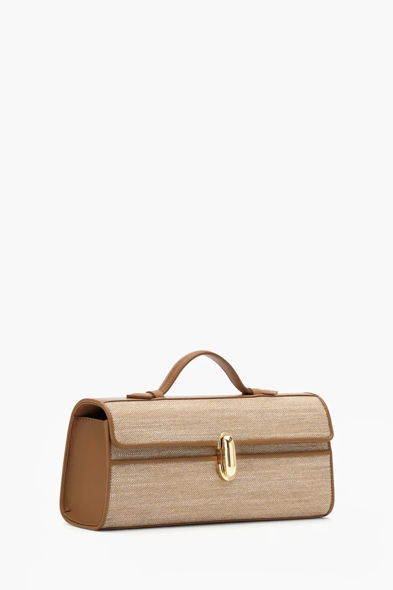 SAVETTE Slim Symmetry Handbag in Saddle Canvas and Calf Leather 1
