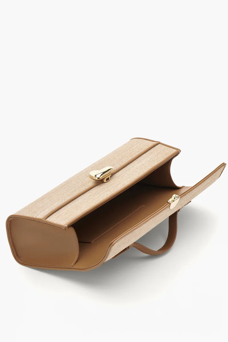 SAVETTE Slim Symmetry Handbag in Saddle Canvas and Calf Leather 2
