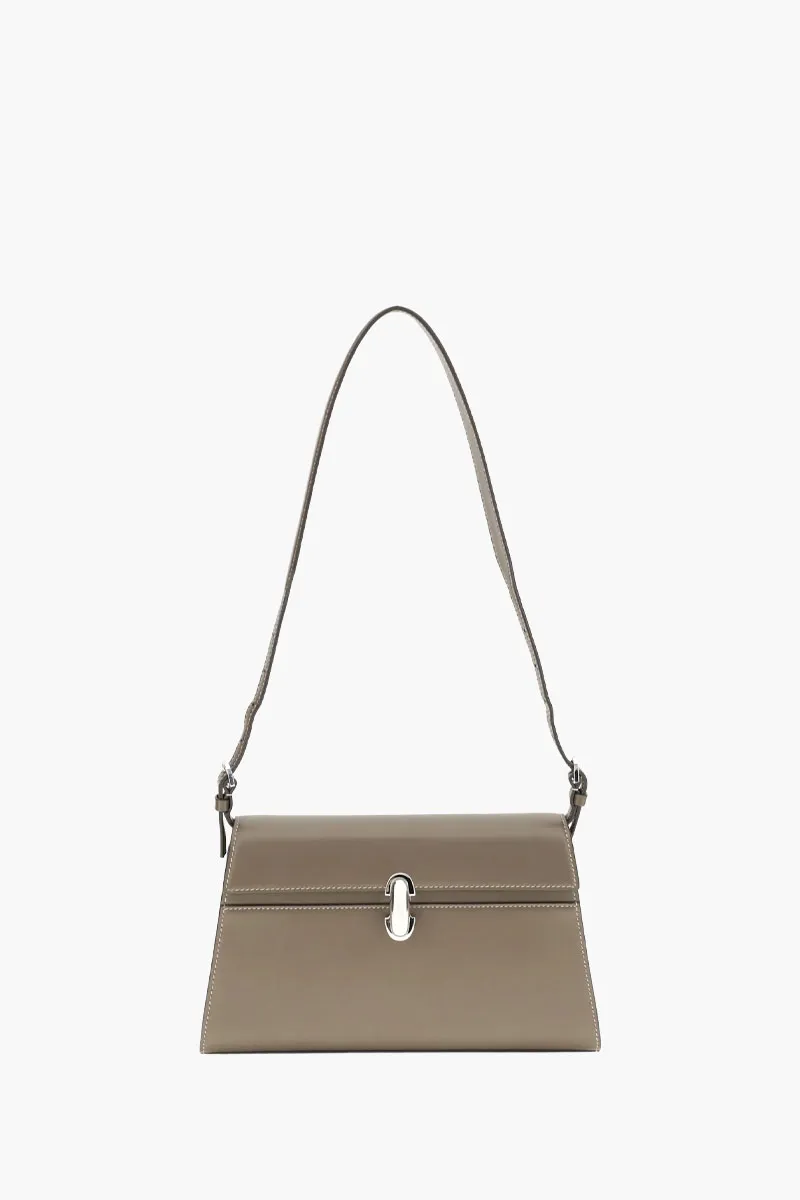 SAVETTE Symmetry Shoulder Bag in Khaki Calf Leather 0