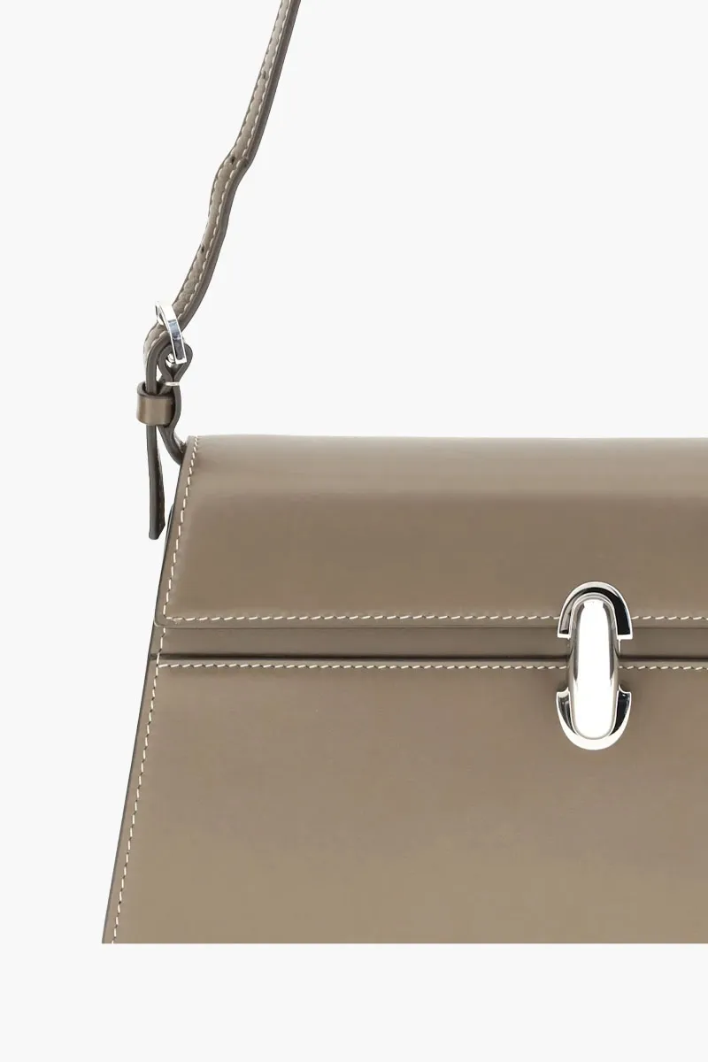 SAVETTE Symmetry Shoulder Bag in Khaki Calf Leather 3