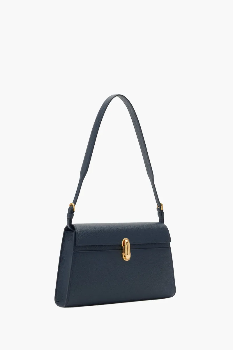 SAVETTE Symmetry Shoulder Bag in Navy Calf Leather 1
