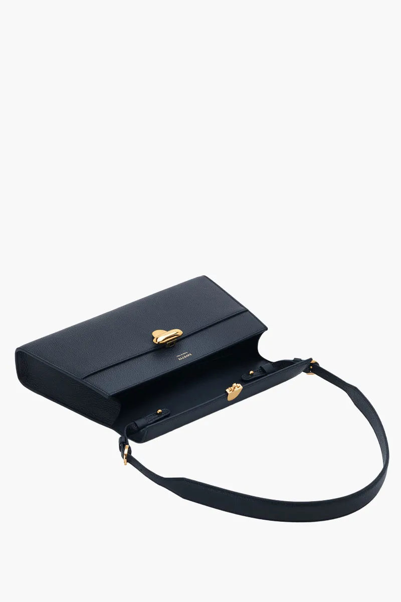 SAVETTE Symmetry Shoulder Bag in Navy Calf Leather 4