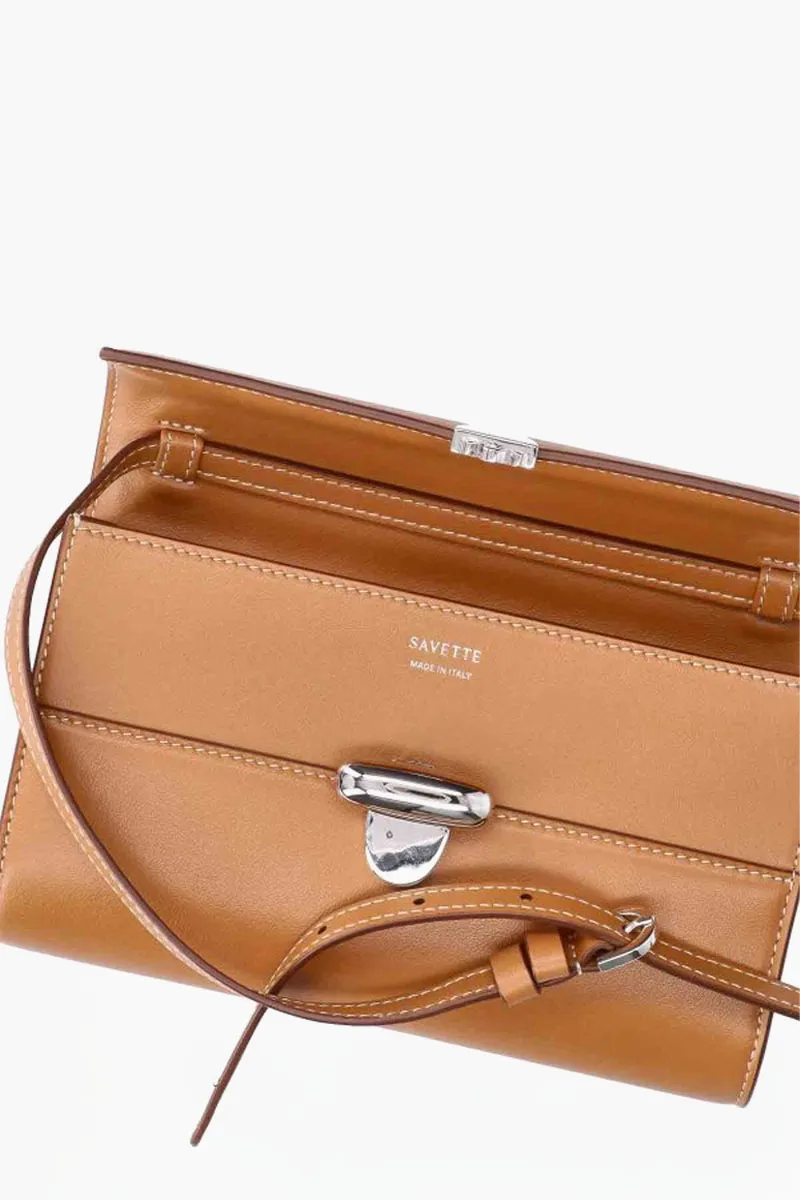 SAVETTE Mini Symmetry Handbag in Saddle Smooth Calf Leather 3