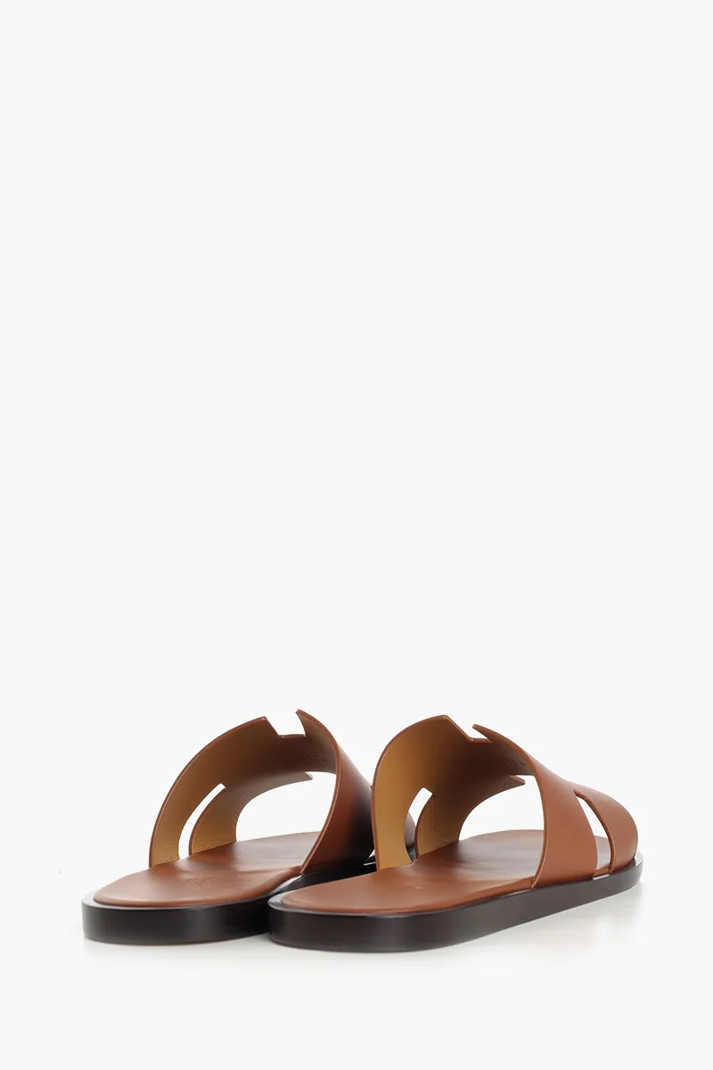 HERMÈS Izmir Sandals in Gold Calfskin 1