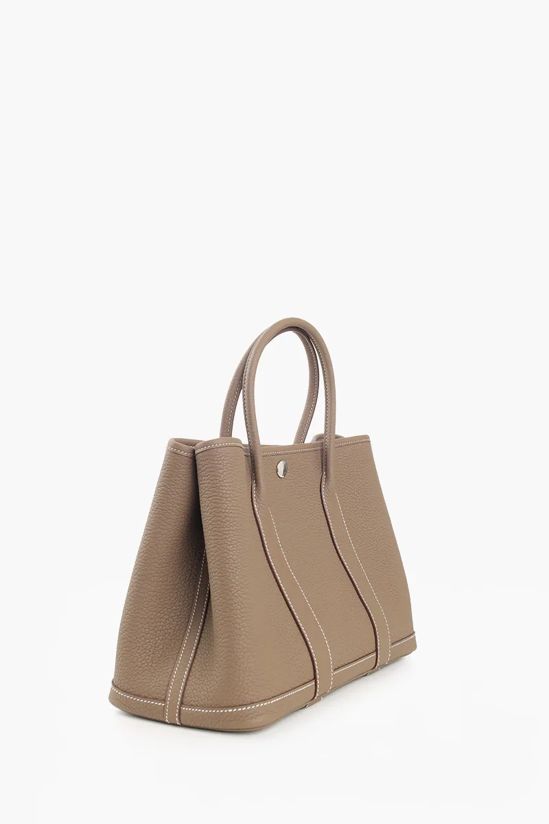 HERMÈS BNIB Garden Party 30 GP 30 Bag in Etoupe Negonda Calfskin PHW #K 1