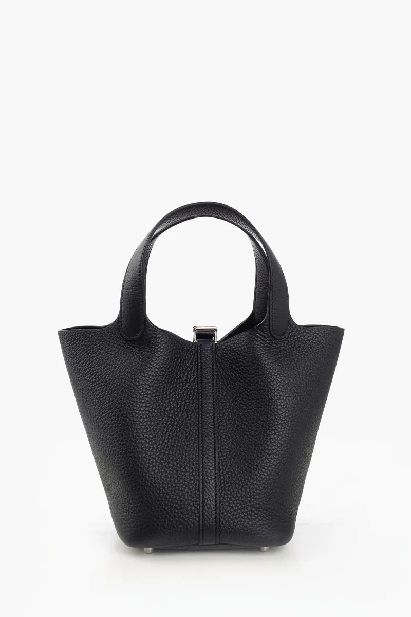 HERMÈS BNIB Picotin Lock 18 P 18 Bag in Black Taurillon Clemence Leather SHW #K 2