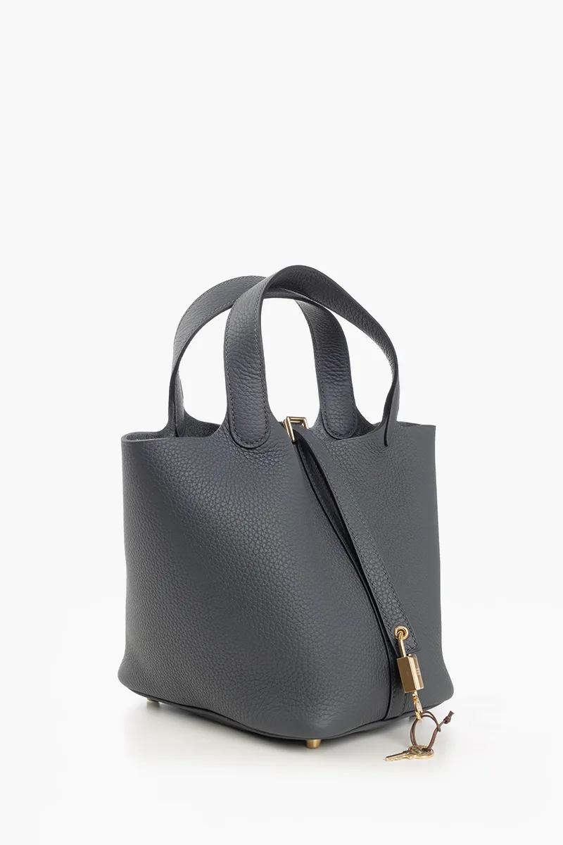 HERMÈS BNIB Picotin Lock 18 P 18 Bag in Grey Misty Taurillon Clemence Leather with Permabrass Hardware #K 1