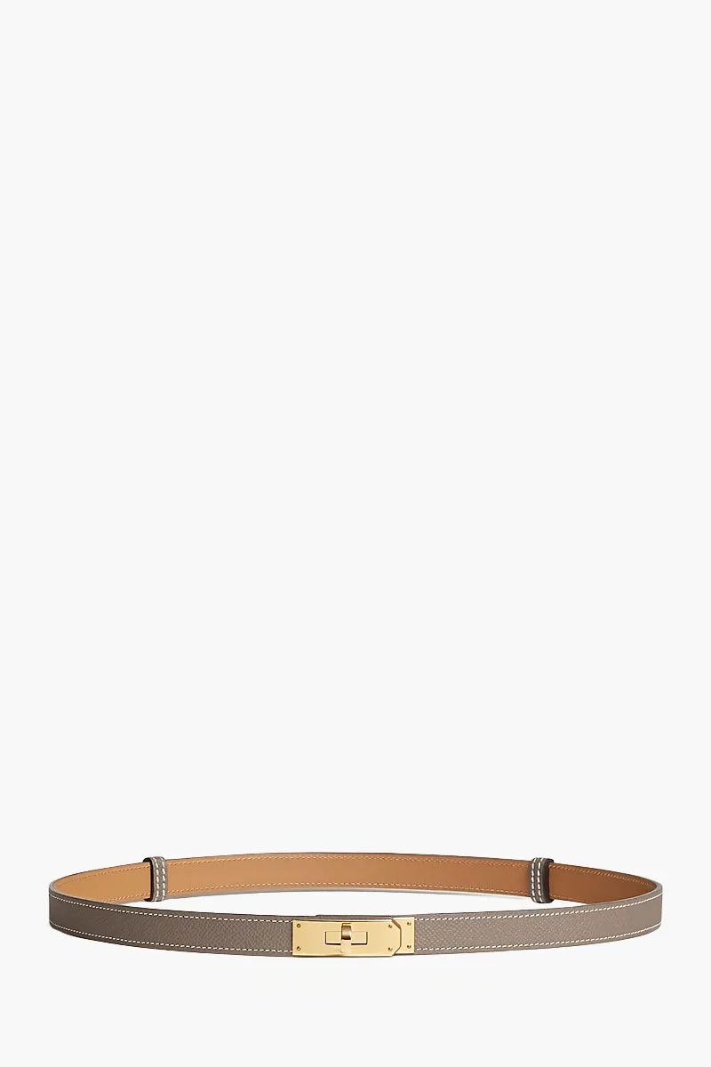 HERMÈS Kelly 18 18mm Belt in Etoupe Epsom Calfskin YGHW 0