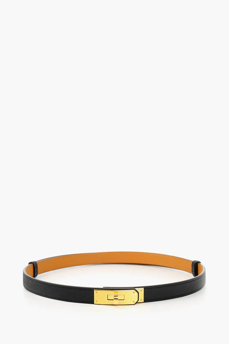 HERMÈS Kelly 18 18mm Belt in Black Epsom Calfskin YGHW 0