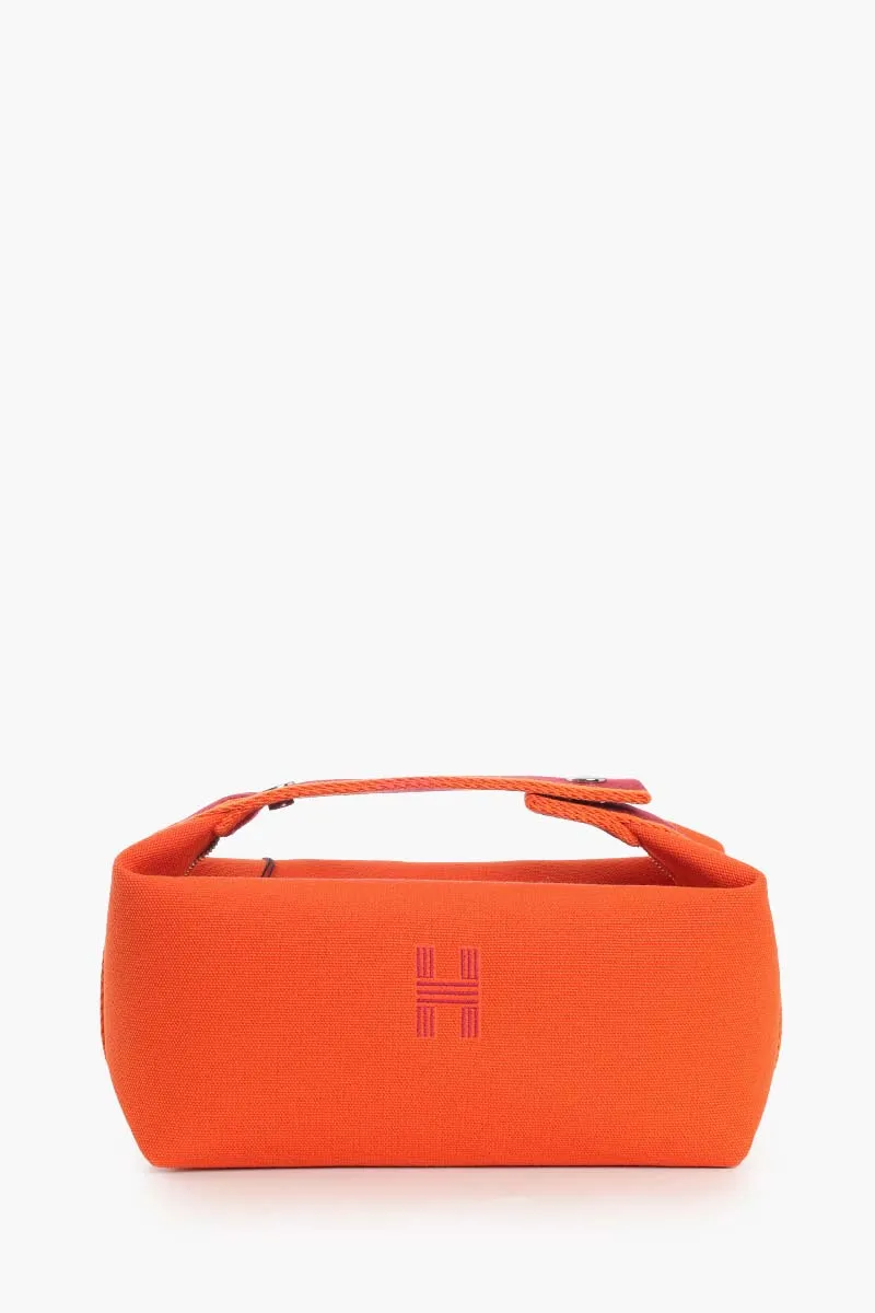 HERMÈS Small Bride-à-Brac Pouch in Fire Orange Canvas 0