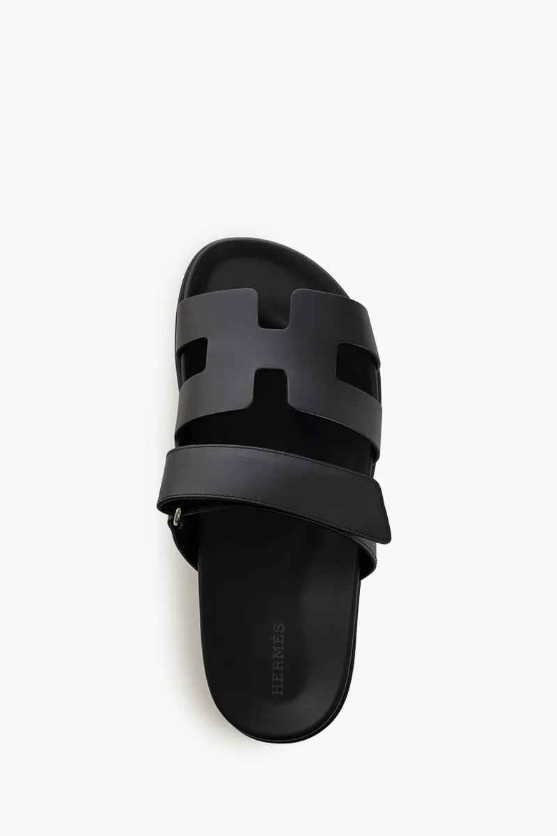 HERMÈS Chypre Sandals in Black Calfskin 4