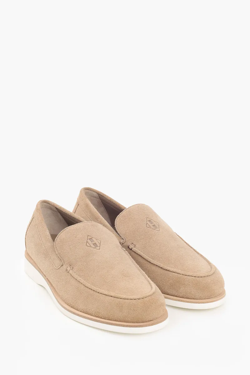 HERMÈS H Diamond Low Loafers in Beige/Sand Suede Calfskin 2