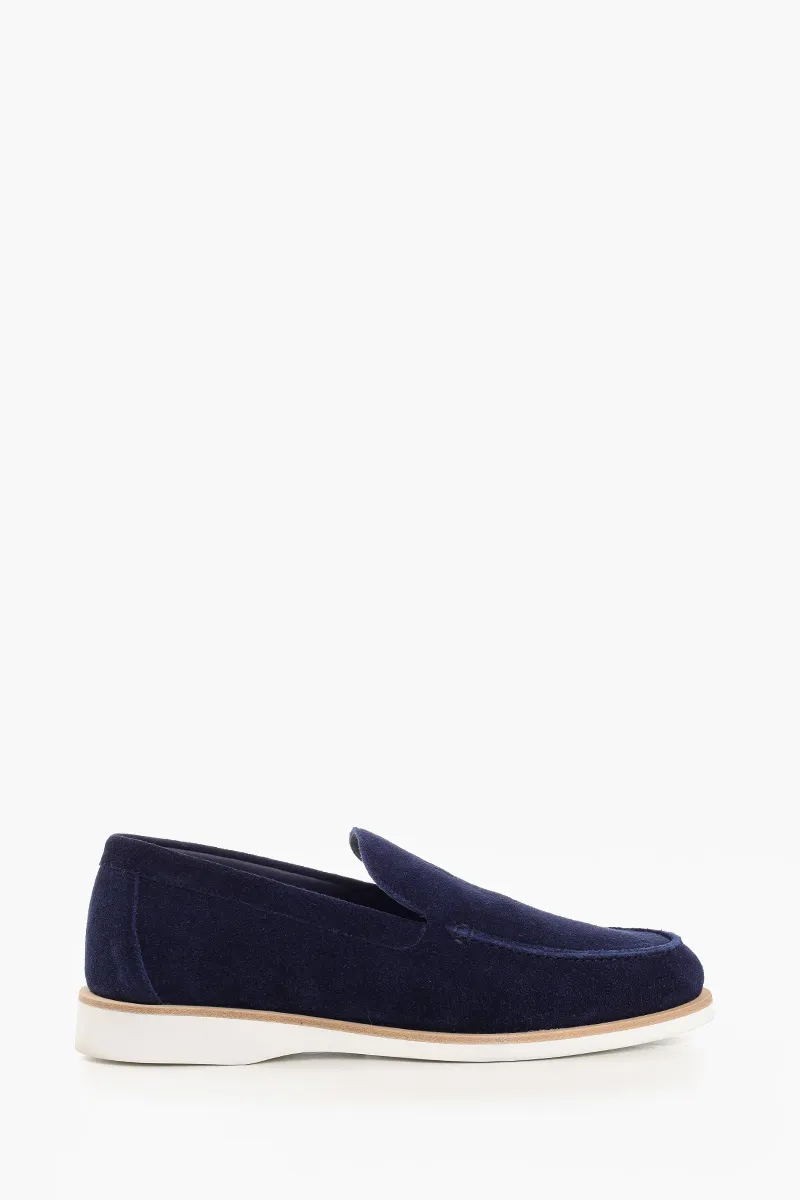 HERMÈS H Diamond Low Loafers in Navy Suede Calfskin 0