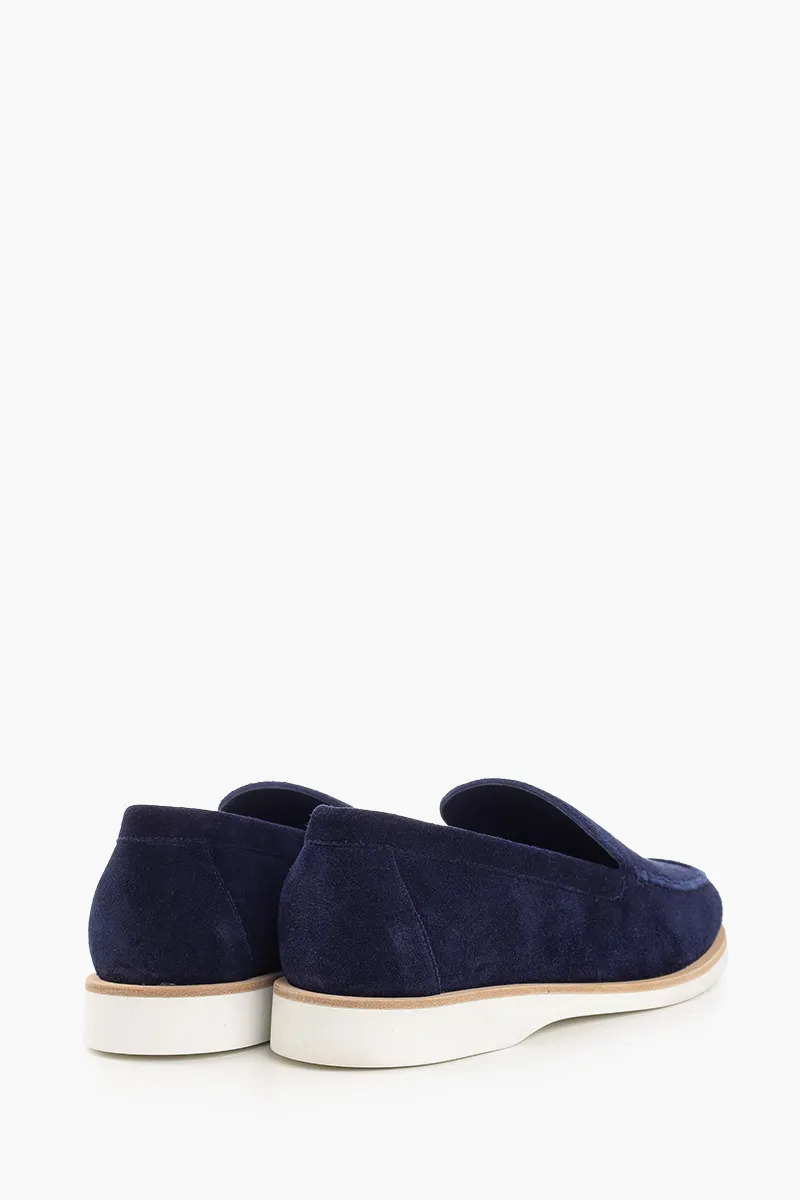 HERMÈS H Diamond Low Loafers in Navy Suede Calfskin 1