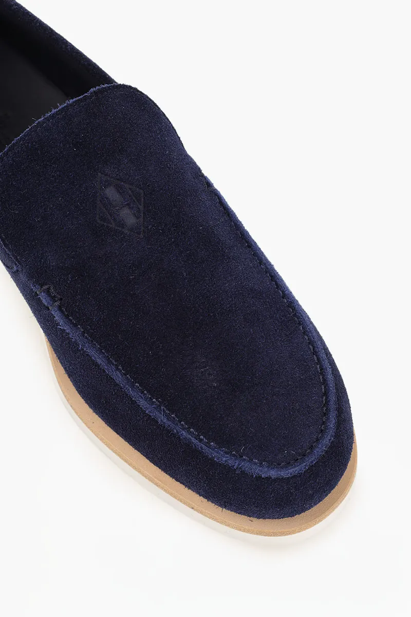 HERMÈS H Diamond Low Loafers in Navy Suede Calfskin 3