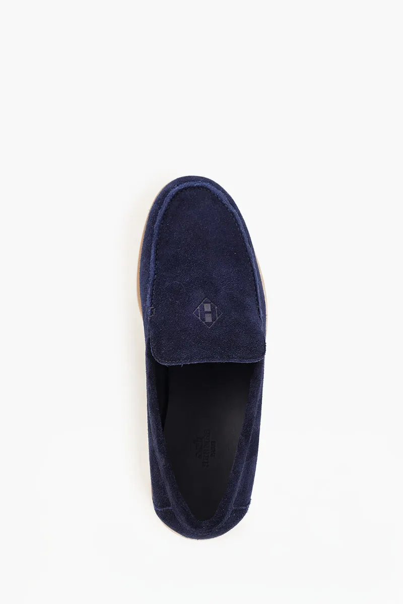 HERMÈS H Diamond Low Loafers in Navy Suede Calfskin 4