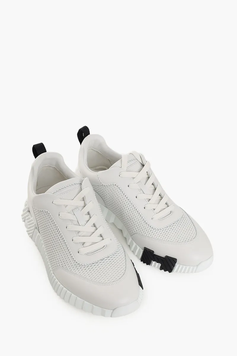 HERMÈS Bouncing Sneakers in White/Black Clafskin and Suede Goatskin 2
