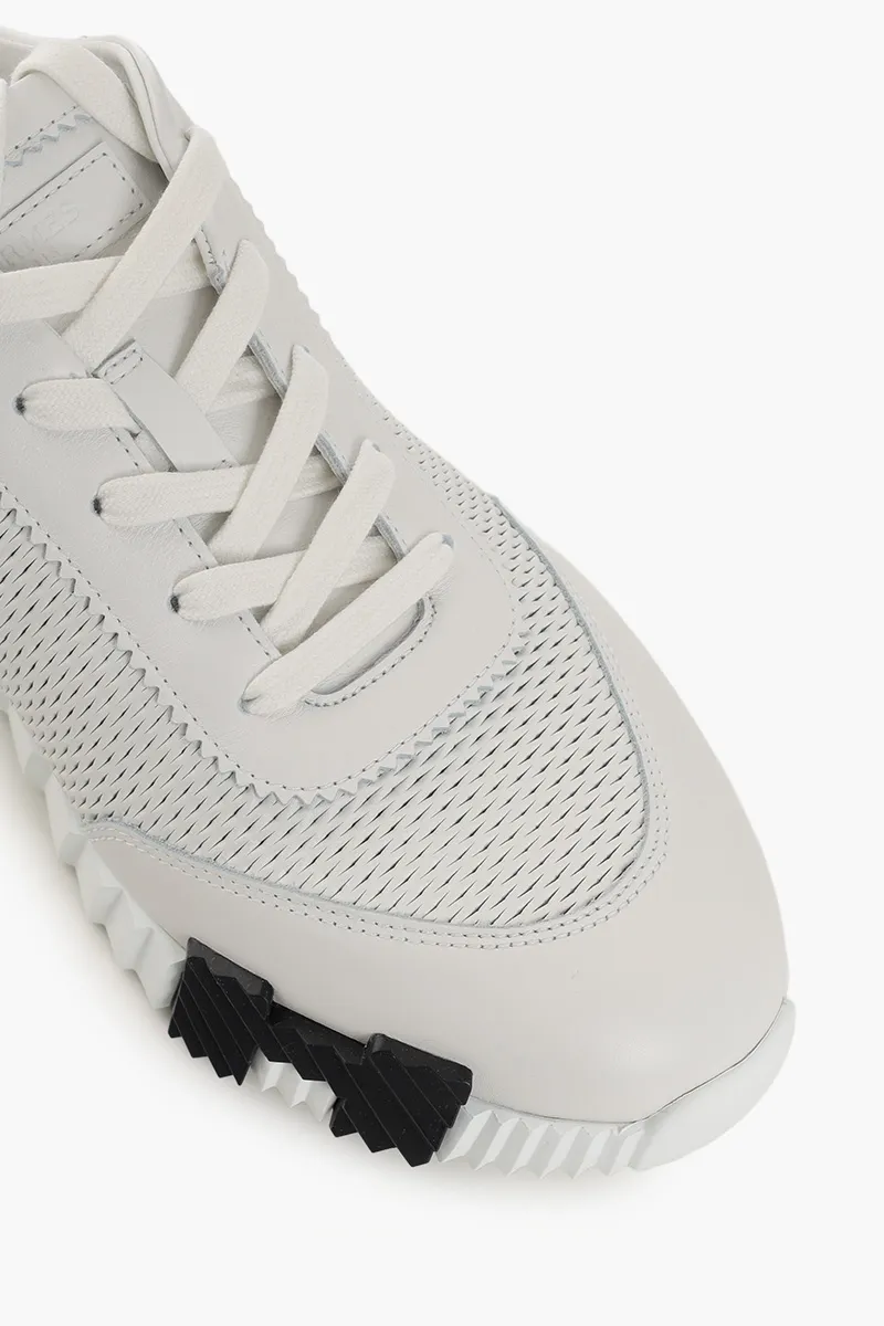 HERMÈS Bouncing Sneakers in White/Black Clafskin and Suede Goatskin 3