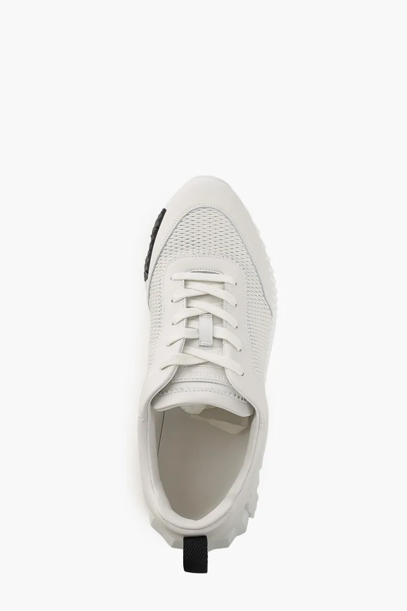 HERMÈS Bouncing Sneakers in White/Black Clafskin and Suede Goatskin 4