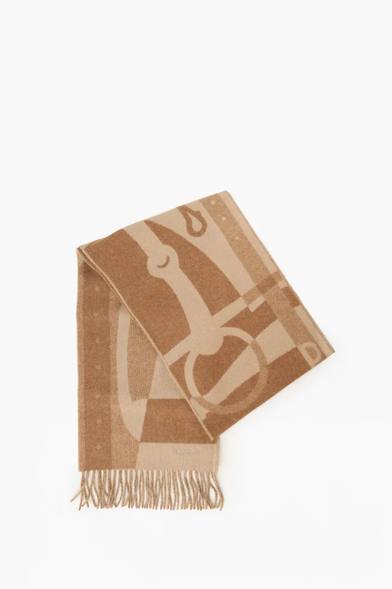 HERMÈS Ready Steady Go Jacquard Scarf in Mottled Kraft/Mottled Caramel Cashmere 0