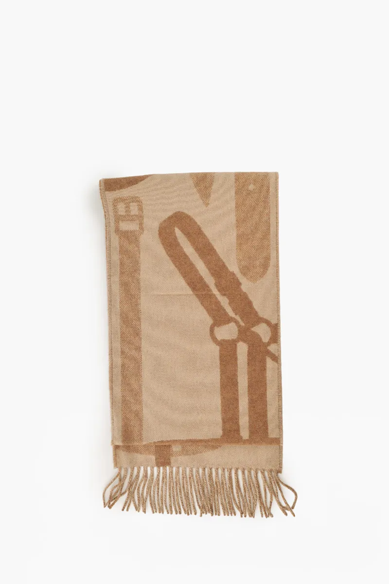 HERMÈS Ready Steady Go Jacquard Scarf in Mottled Kraft/Mottled Caramel Cashmere 1
