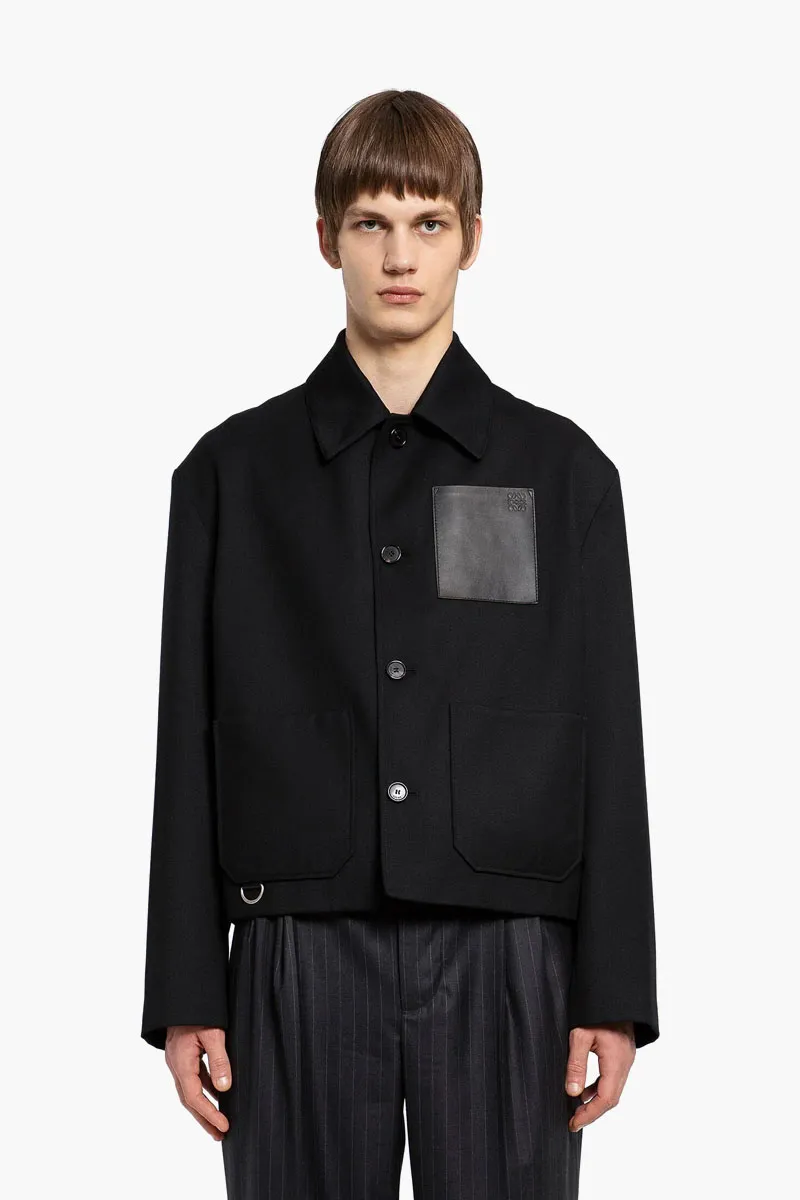 LOEWE Men Anagram Workwear Jacket in Black Wool x Cashmere 1