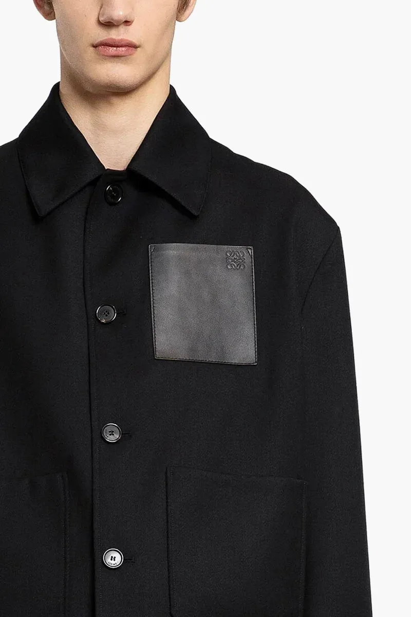 LOEWE Men Anagram Workwear Jacket in Black Wool x Cashmere 3