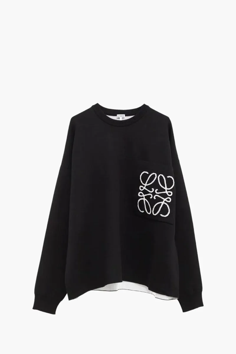LOEWE Anagram Pocket Sweater in Black Cotton Blend 0