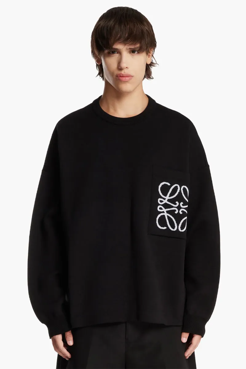 LOEWE Anagram Pocket Sweater in Black Cotton Blend 1