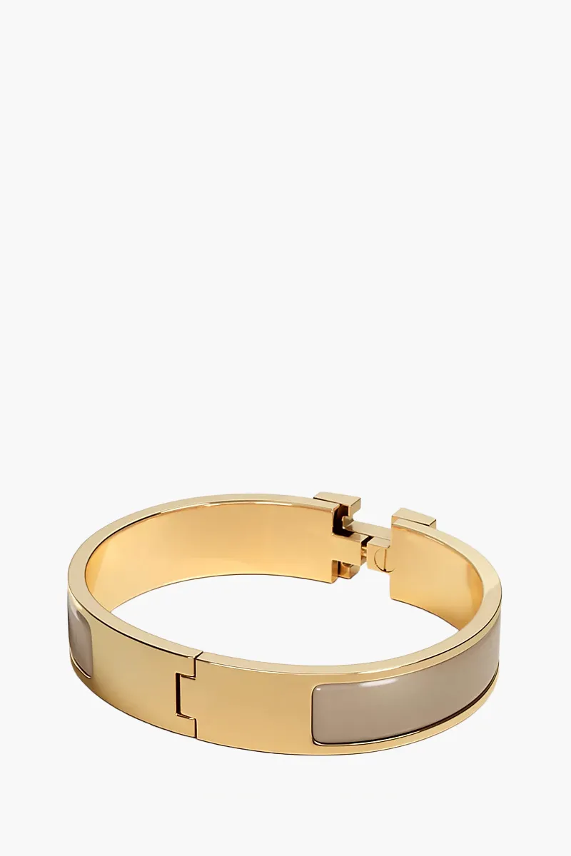 HERMÈS Clic H Bracelet in Candied/Chestnut Plain Enamel YGHW 1
