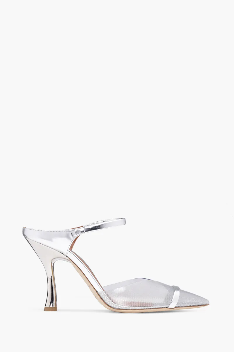MALONE SOULIERS Iona Mules PVC 90mm in Silver/Silver 0