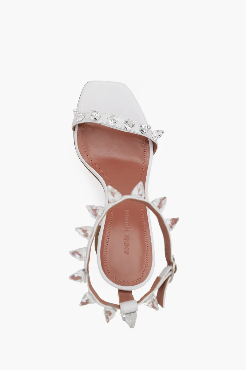 AMINA MUADDI Women Julia Sandal 95mm in White with Spikes 3