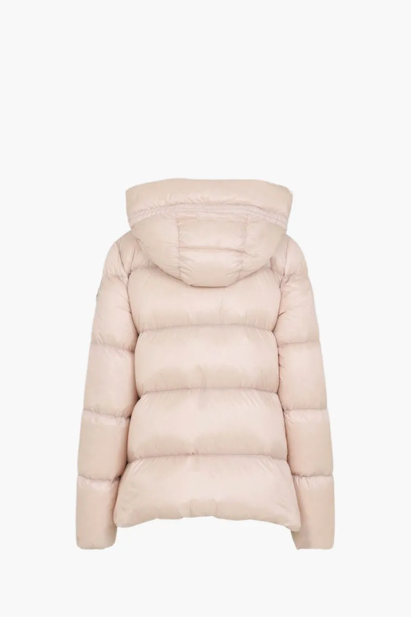 MONCLER Women Serittes Hooded Short Down Jacket in Pink Nylon 1