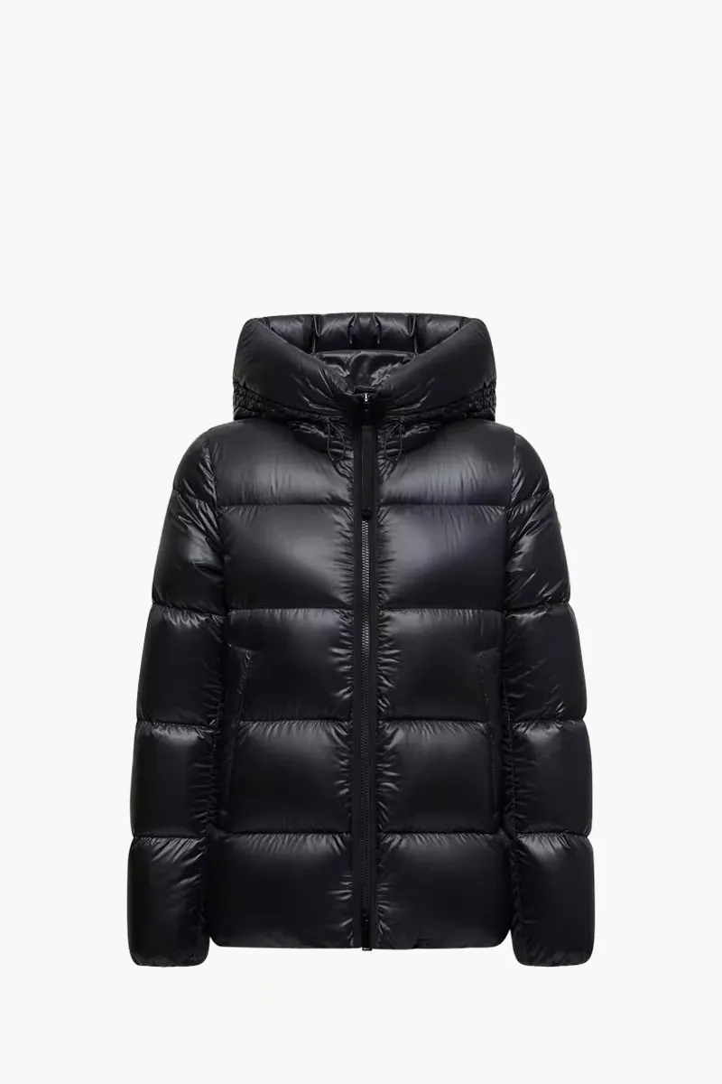 MONCLER Women Serittes Hooded Short Down Jacket in Black Nylon 0